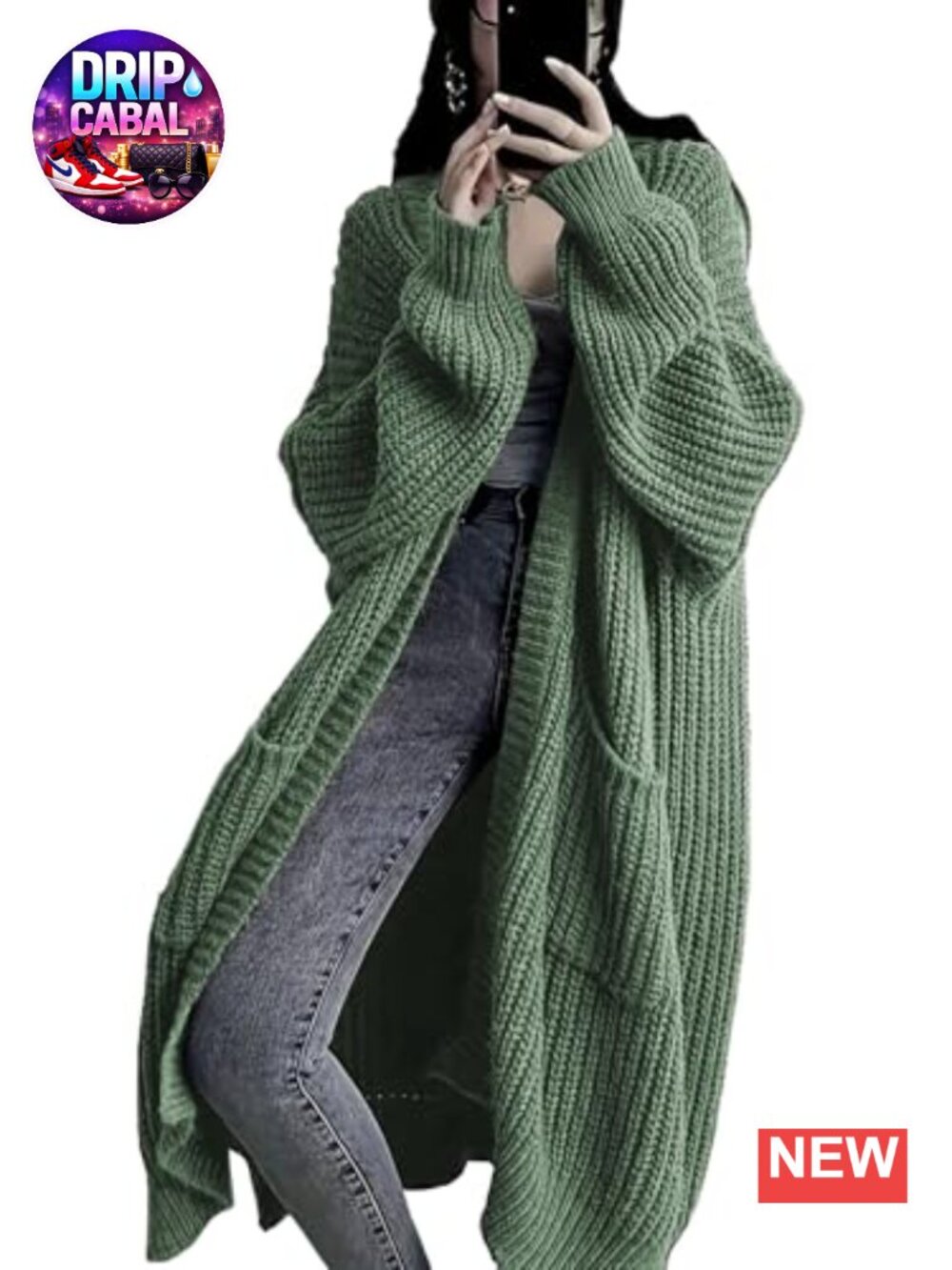 Womens Long Cardigan Sweater Open Front Oversized Duster with Pockets